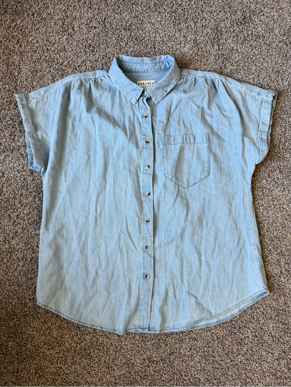 NWT Ava & Viv Denim Button Down - Cuffed Sleeve - Women’s X - 100% Cotton